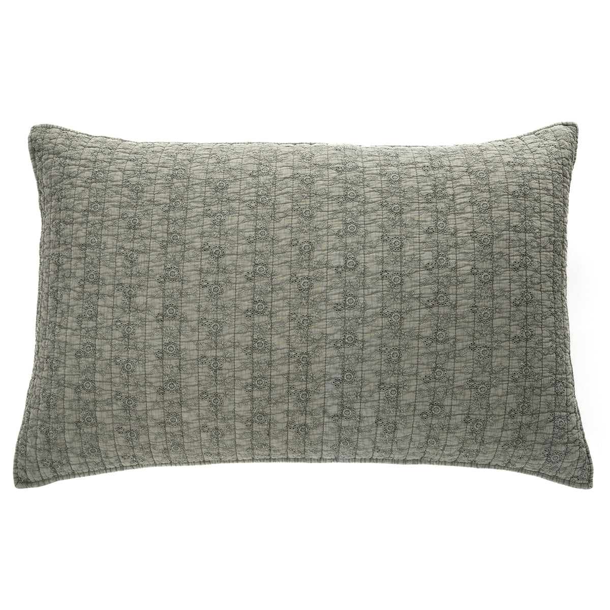 Estelle embroidered green pillow sham
