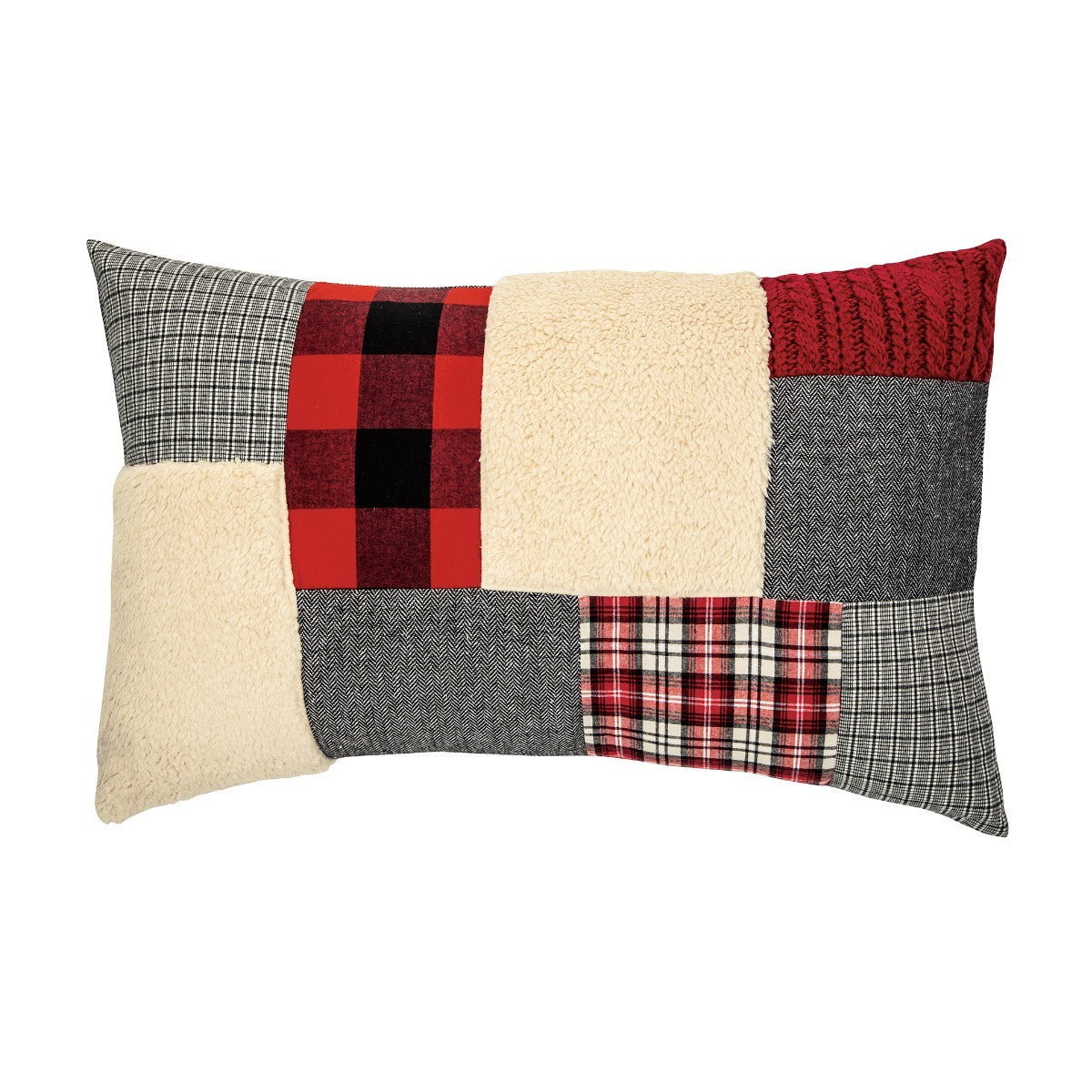 Cache oreiller style chalet rouge et gris Buck