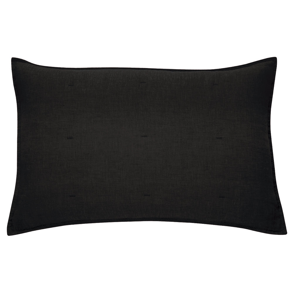 Cache oreiller en lin noir Linen