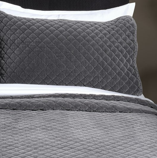 Foulard de lit en velours gris Dove