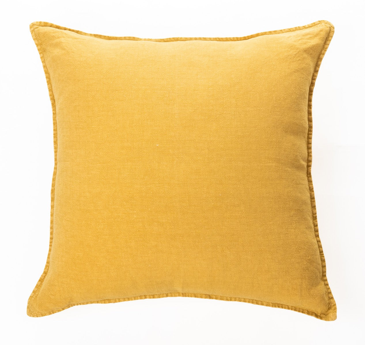 Coussin décoratif moutarde Linen Stone Wash