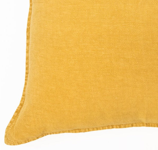 Coussin décoratif moutarde Linen Stone Wash