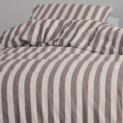 Housse de couette crème à rayures bordeaux Elias