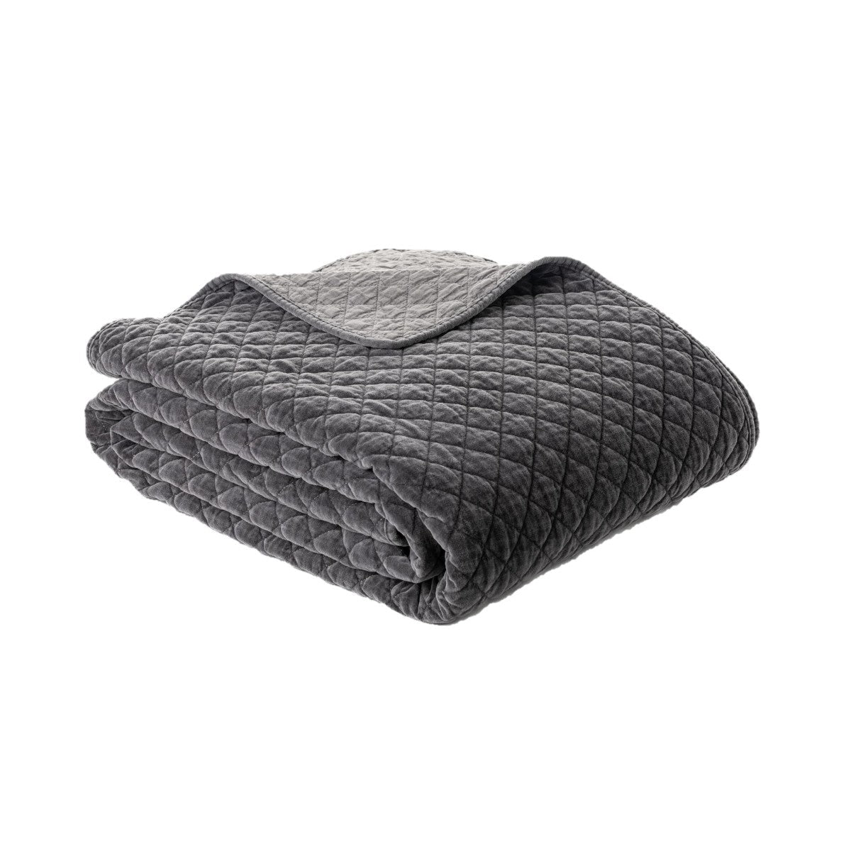 Foulard de lit en velours gris Dove