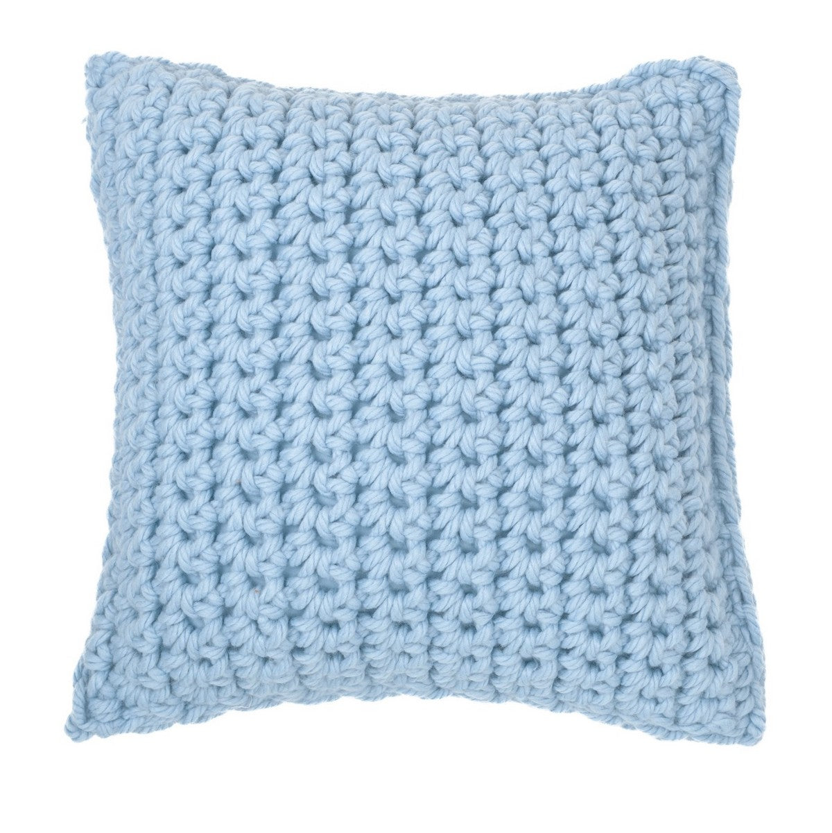 Coussin en gros tricot bleu Gummy