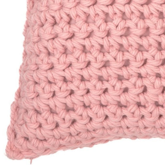 Gummy pink large knit decorative pillow