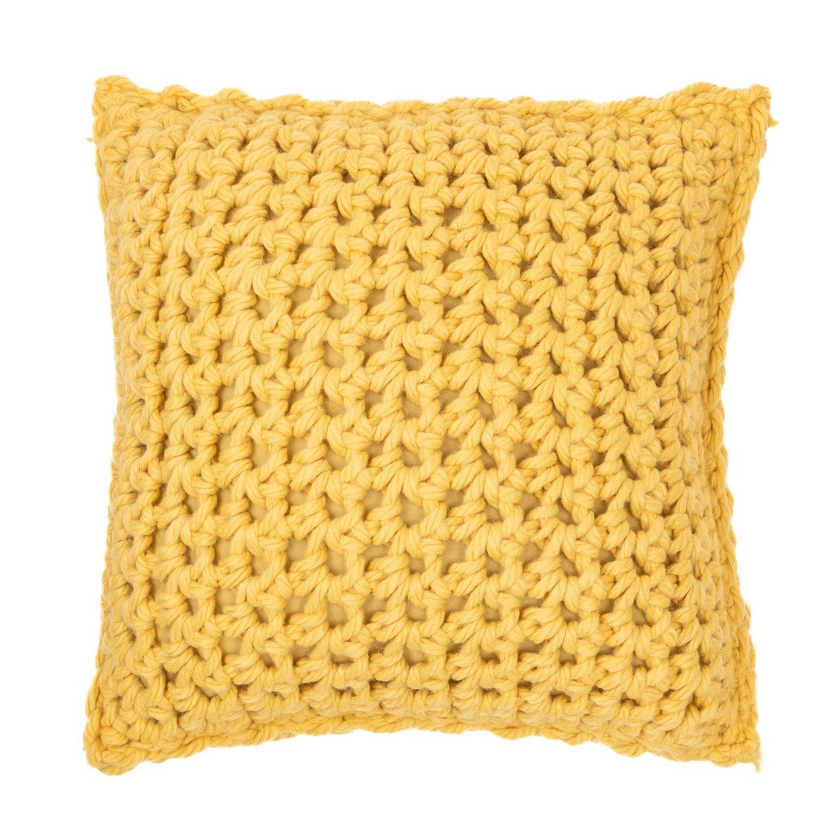 Coussin en gros tricot jaune Gummy