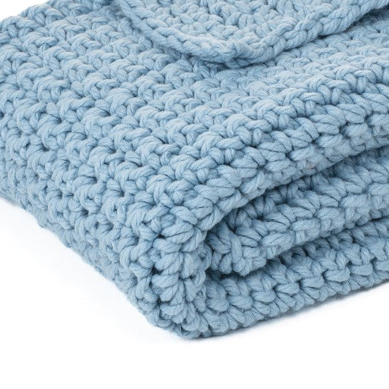 Gummy blue large knit throw