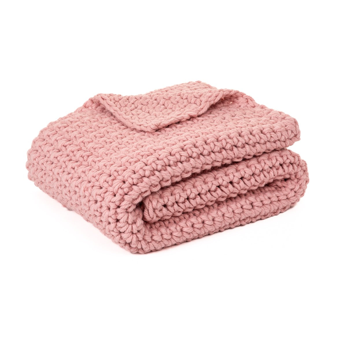 Jeté en gros tricot rose Gummy