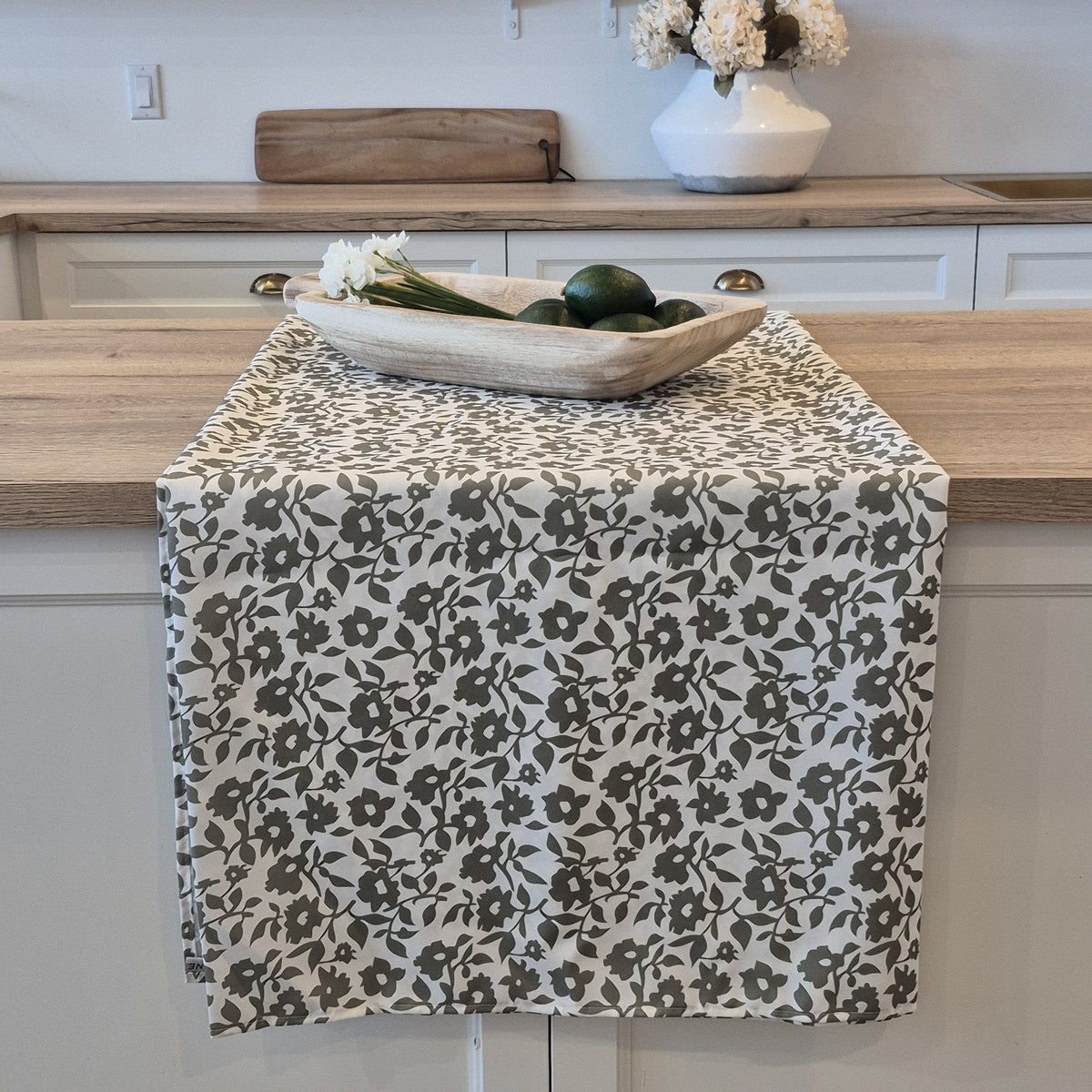 Hortense moss green floral tablecloth