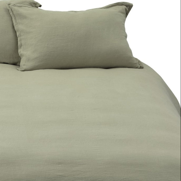 Lin sage green linen duvet cover