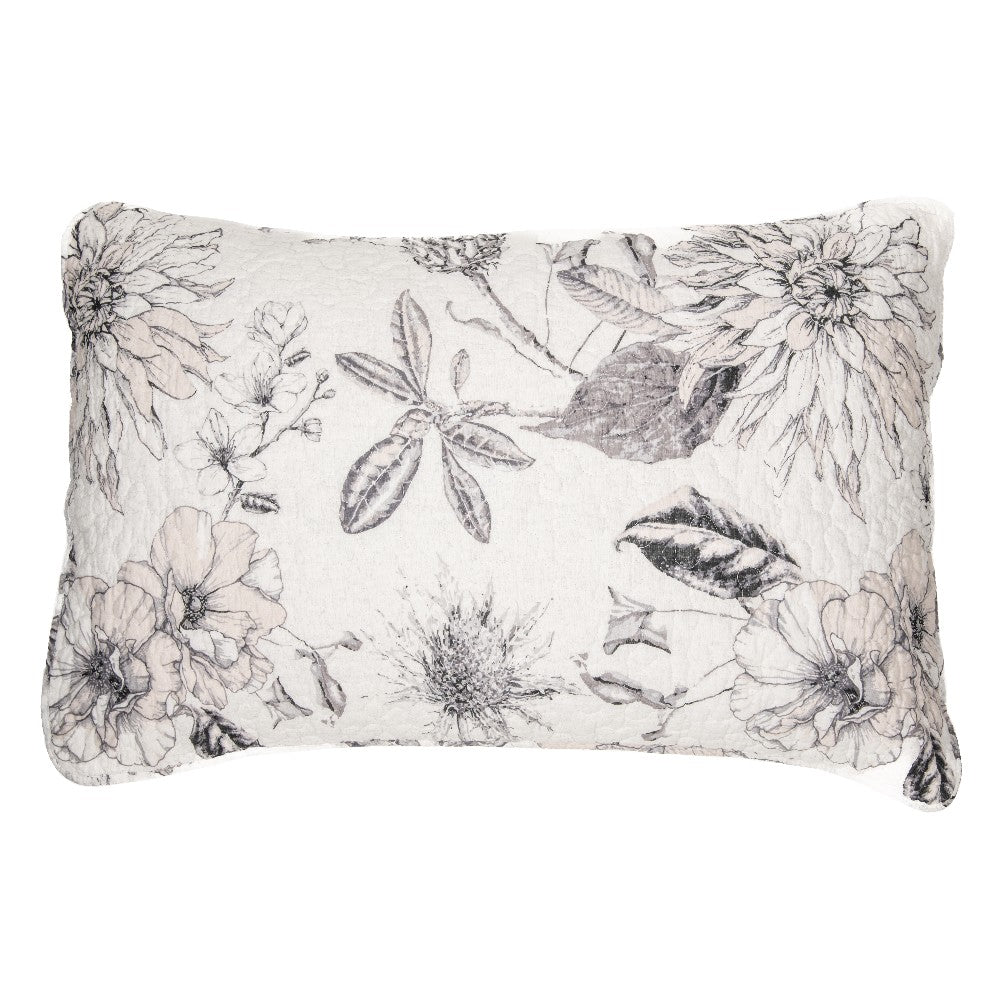 Justina ivory quilt with flowers