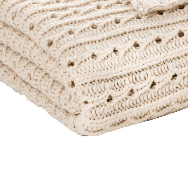 Jeté en tricot crème Dalida