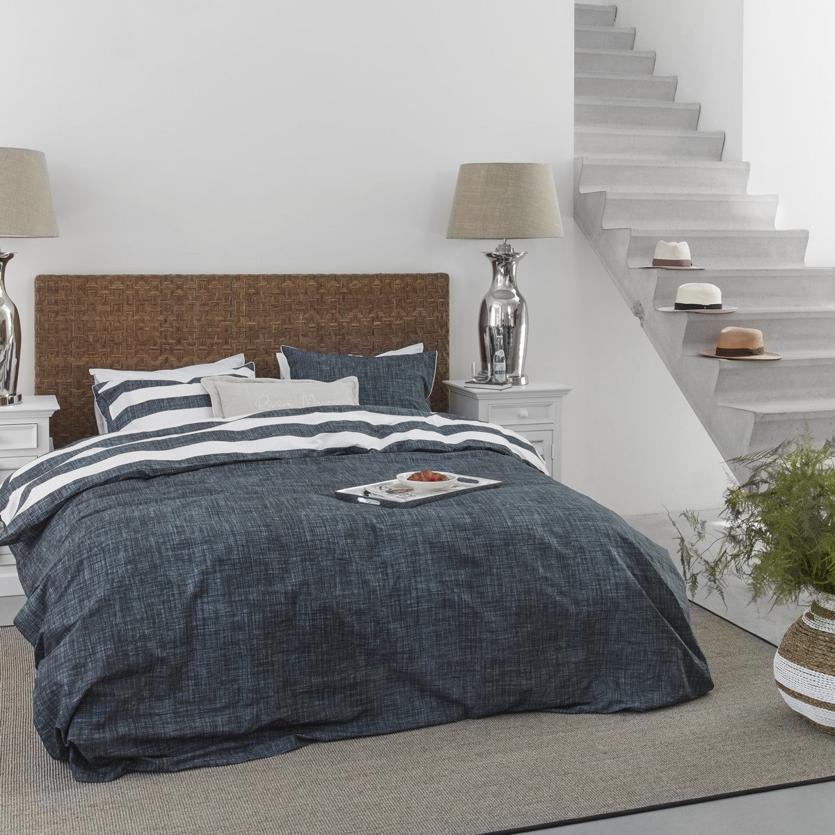 Housse de couette réversible marine Lindy