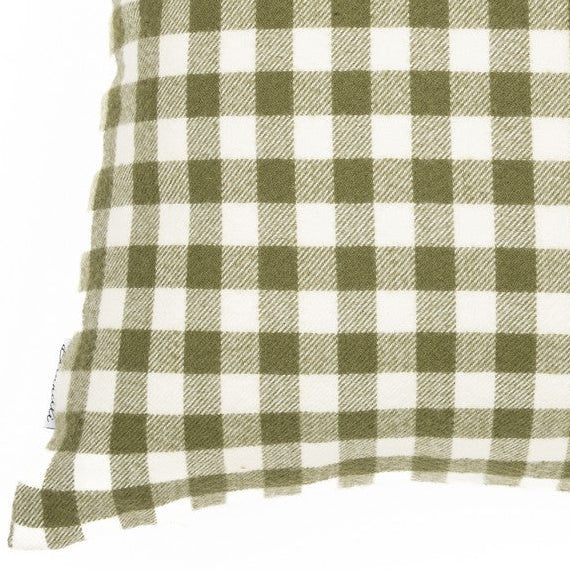 Manos dark green plaid decorative pillow