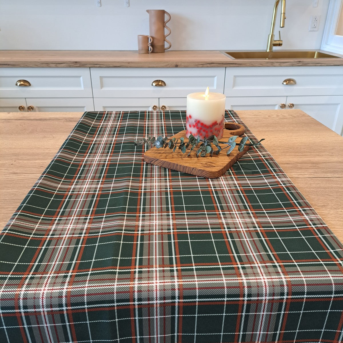 Forêt green plaid tablecloth