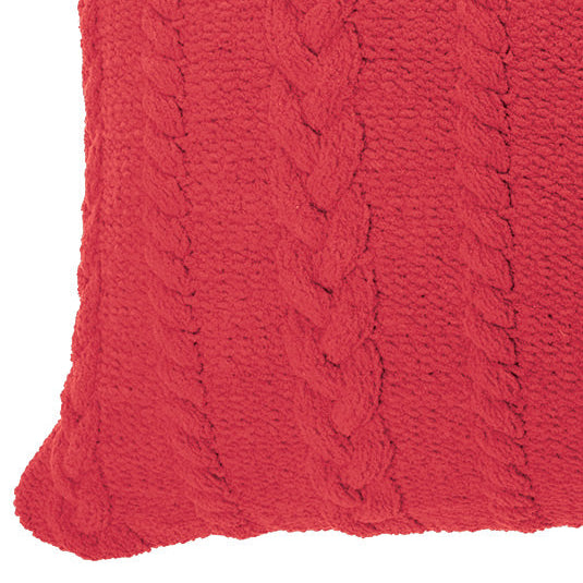 Rouge red chenille decorative pillow