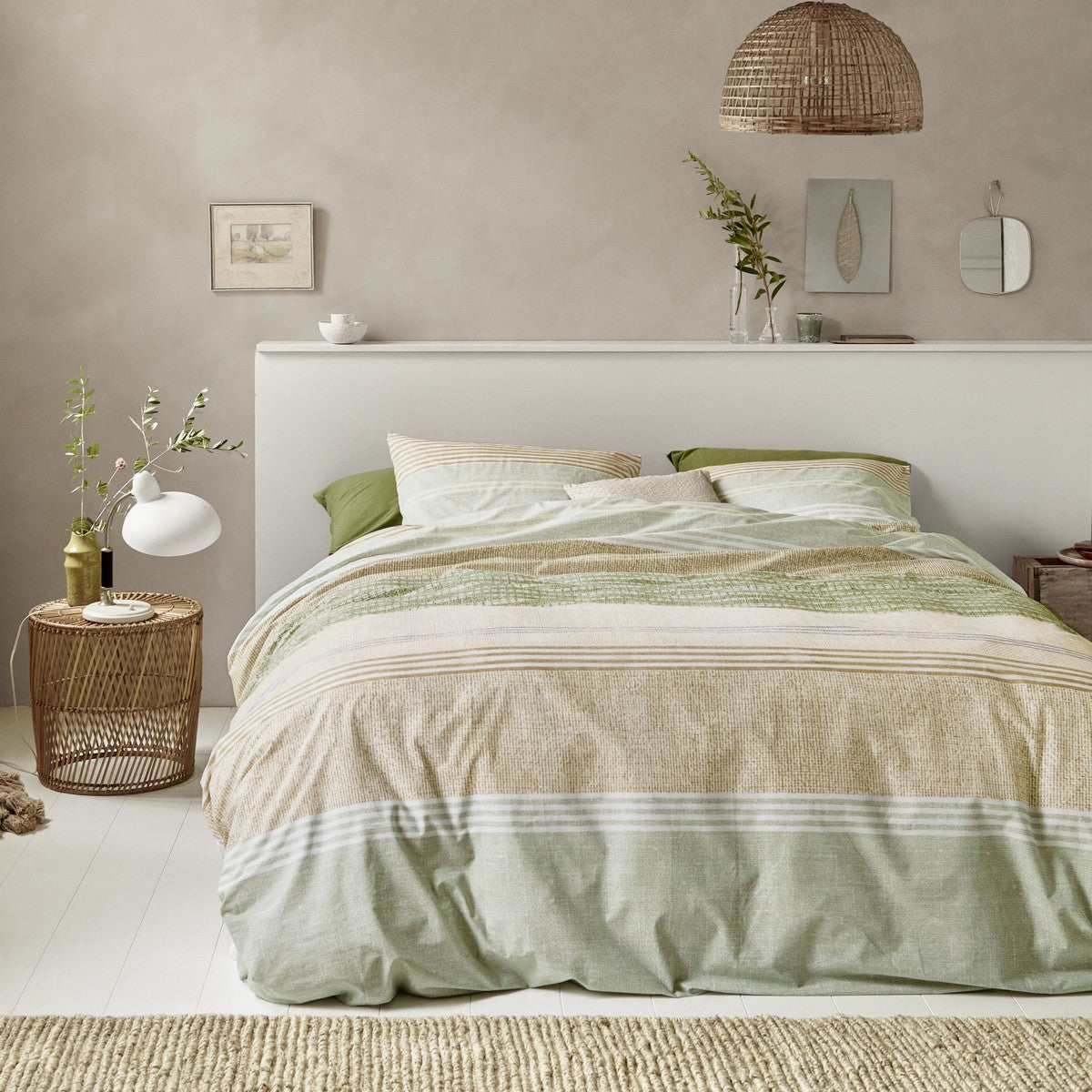 Housse de couette verte Shitake