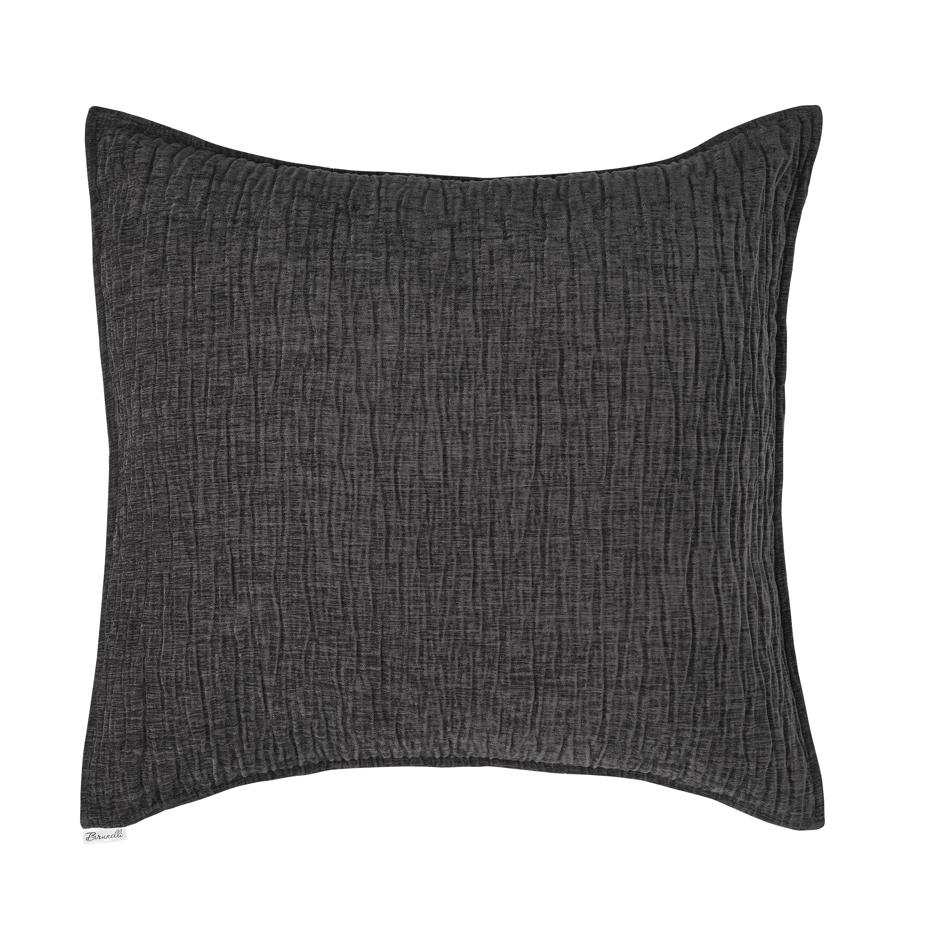Barbara Charcoal Grey Textured European Pillow Sham