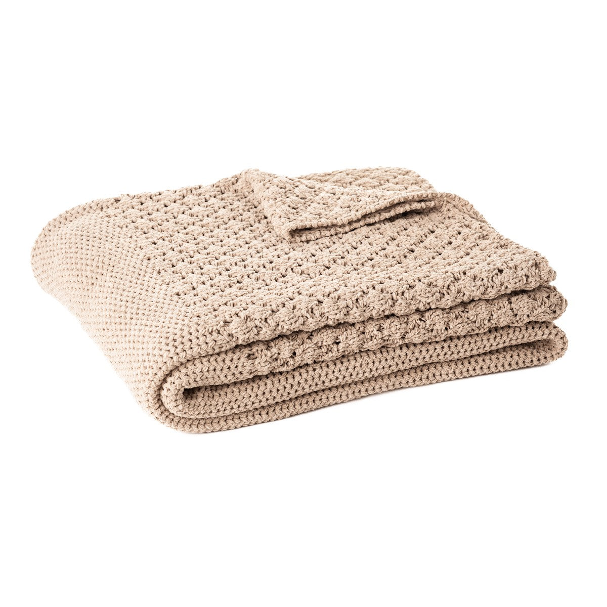 Jeté en chenille tressée taupe Basket