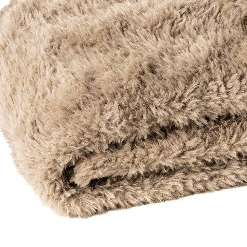 Jeté en fausse fourrure taupe Beverly