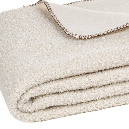 Biquette cream faux sheepskin throw