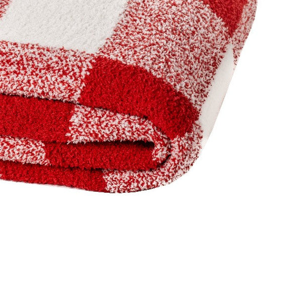 Bo red and ivory plaid Christmas throw 