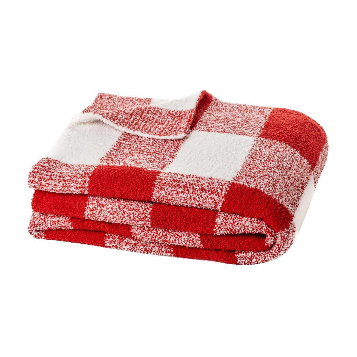 Bo red and ivory plaid Christmas throw 