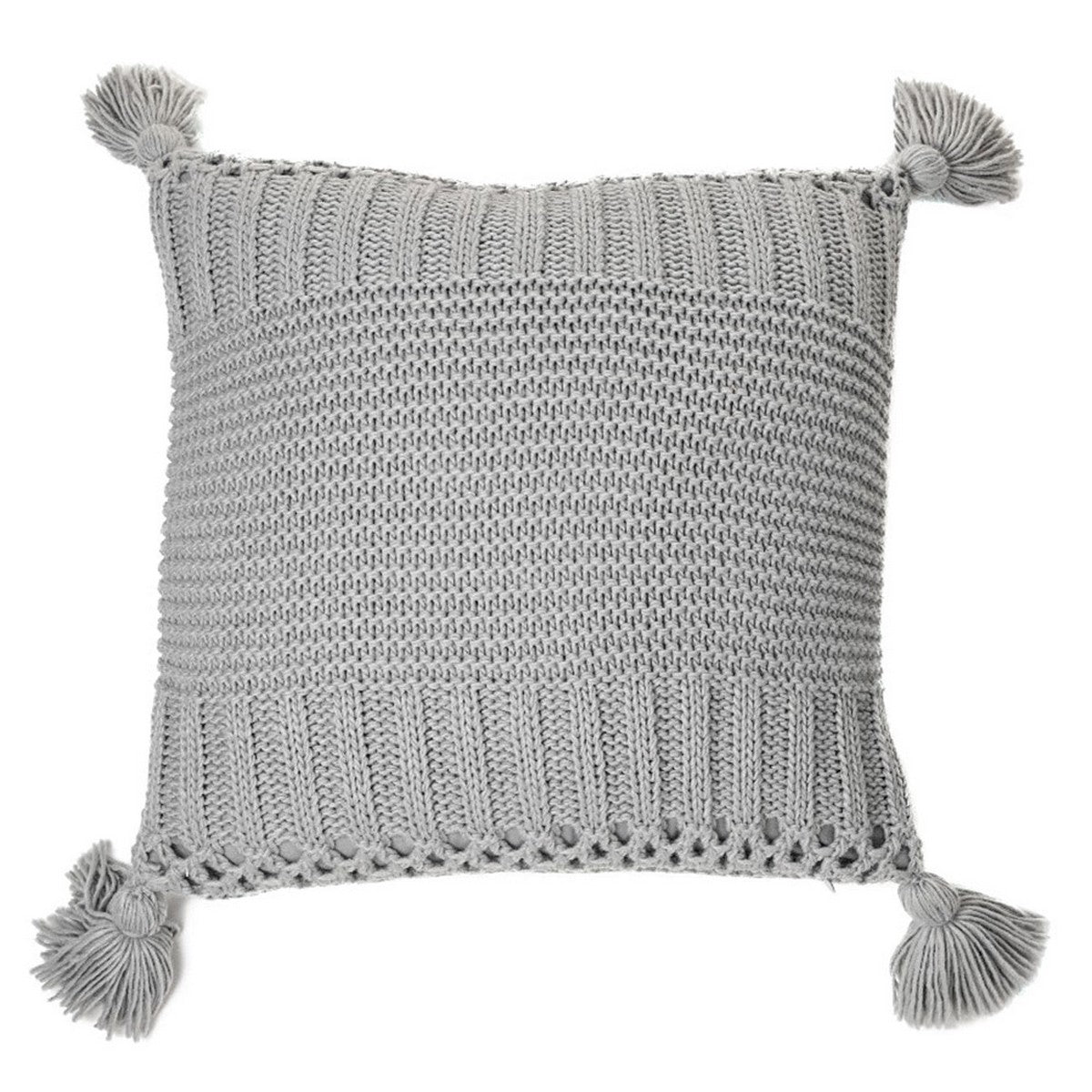 Coussin en tricot gris Shawn