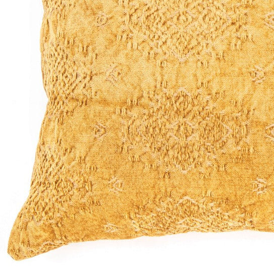 Coussin rectangulaire en velours jacquard moutarde Toro