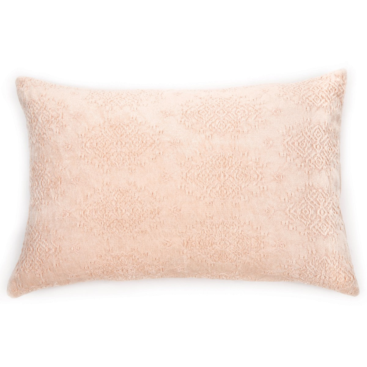 Coussin rectangulaire en velours jacquard rose pâle Toro