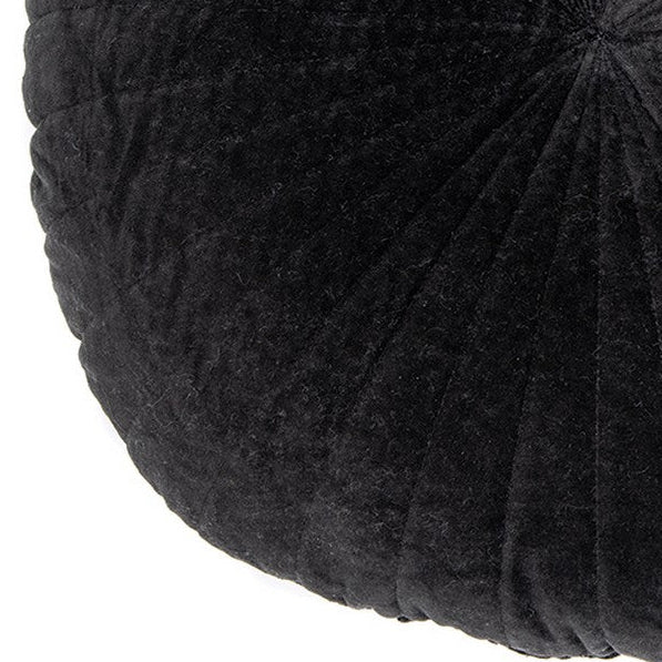 Velvet black round decorative pillow