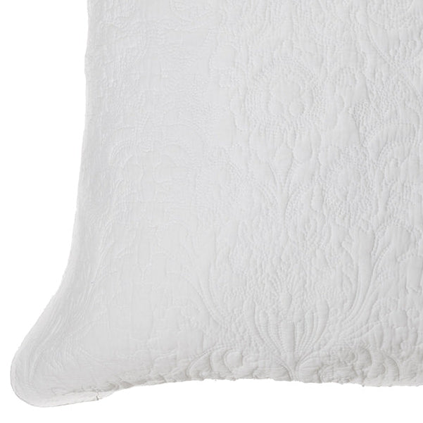 Damask white stitched decorative pillow cover