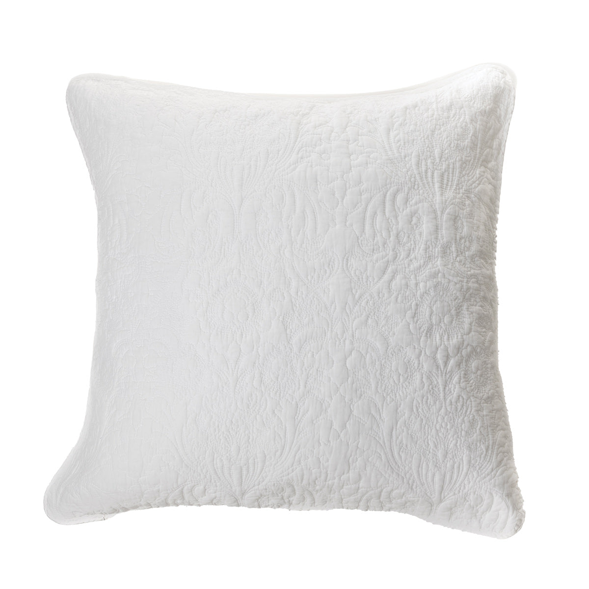 Damask white quilted european sham