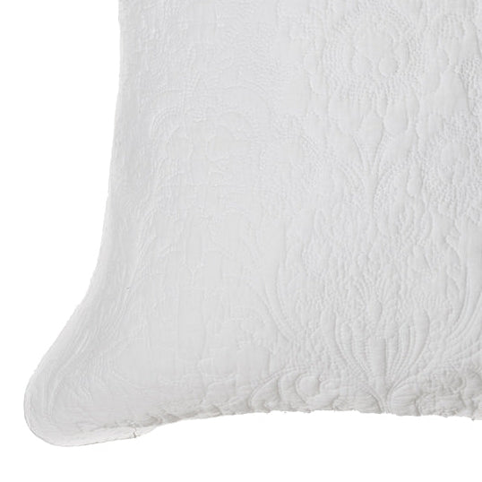 Damask white quilted european sham