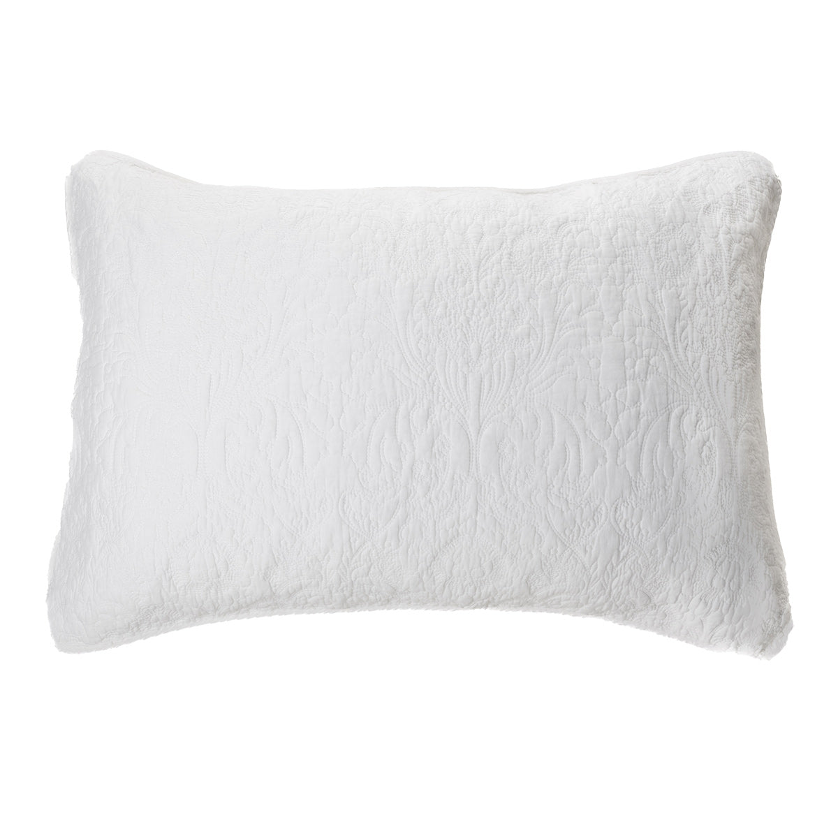 Damask white stitched pillow sham