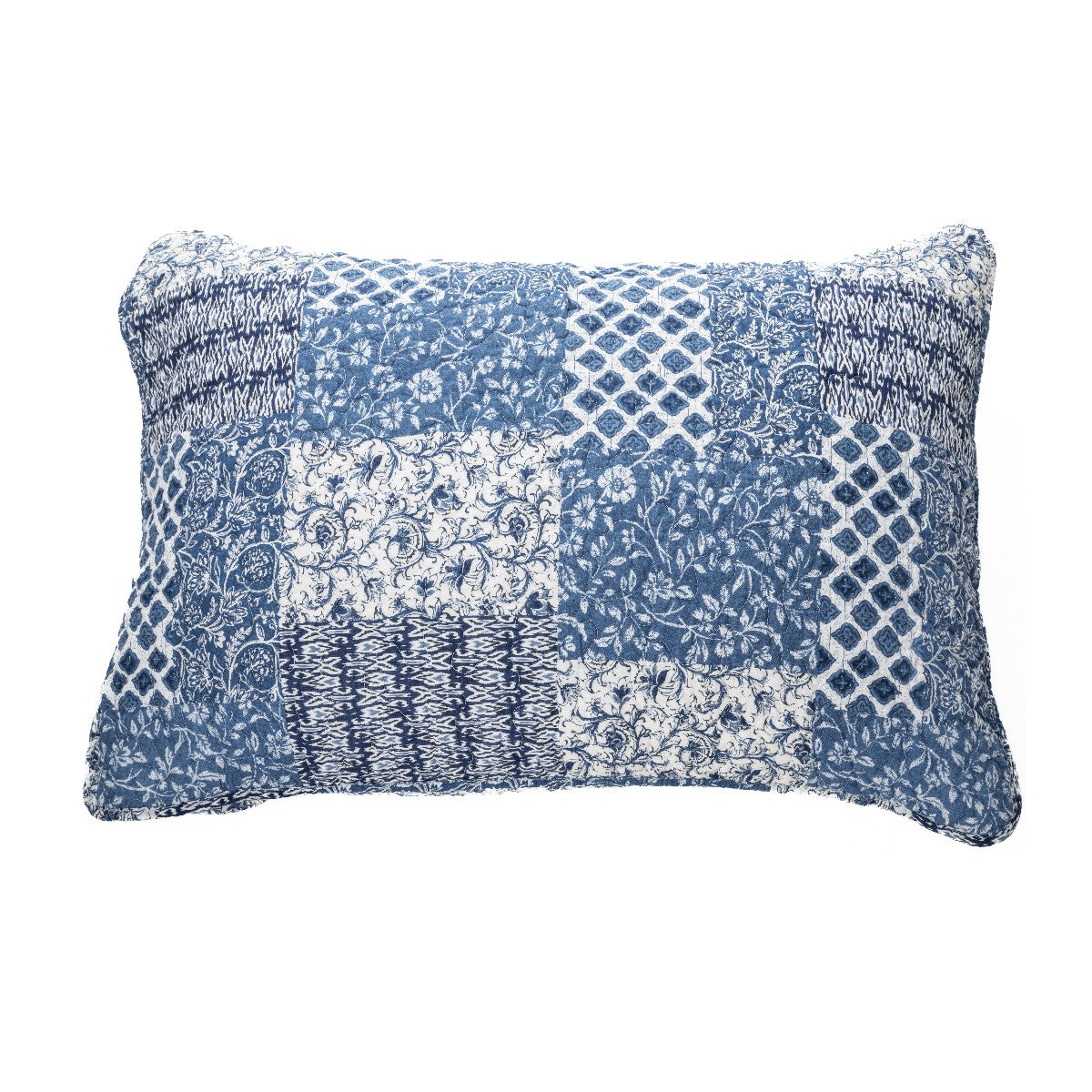 Courtepointe bleue de style patchwork Donalda