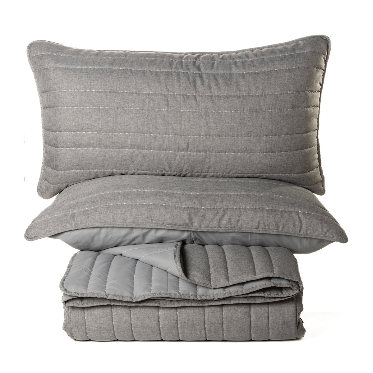 Dumpling grey stitched quilt