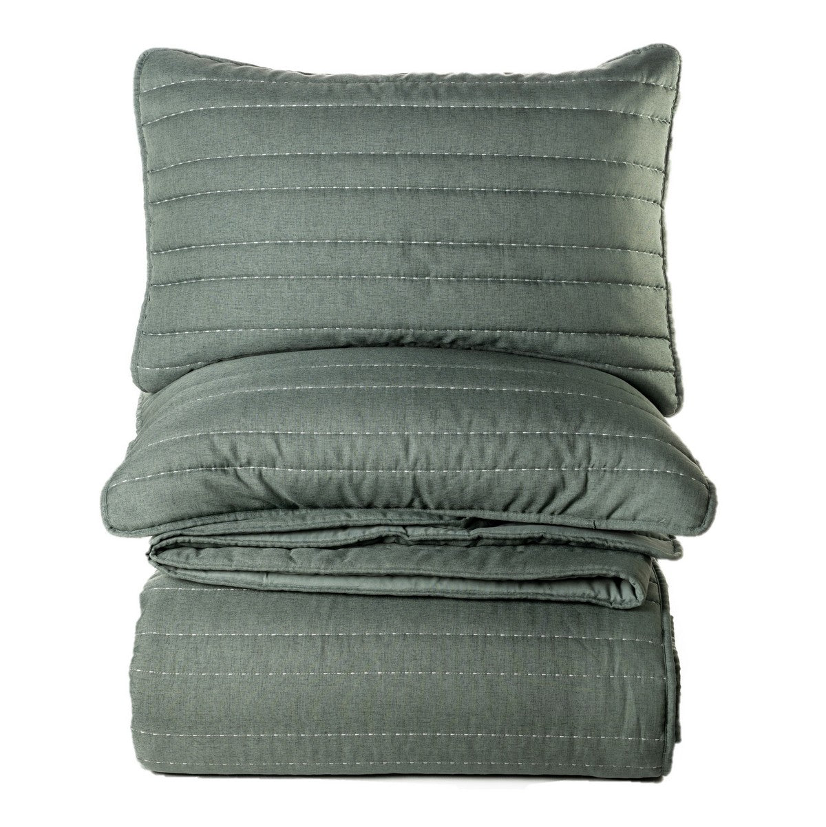 Dumpling green stitched quilt