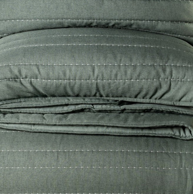 Dumpling green stitched quilt