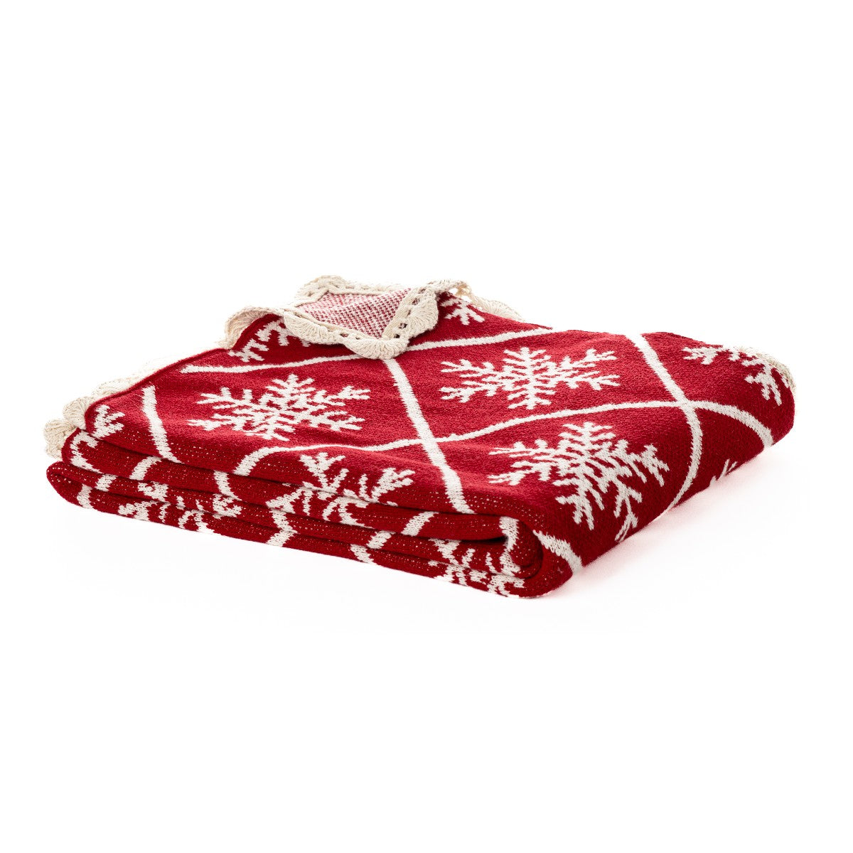 Flocon red Christmas Throw