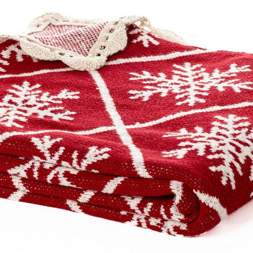 Flocon red Christmas Throw