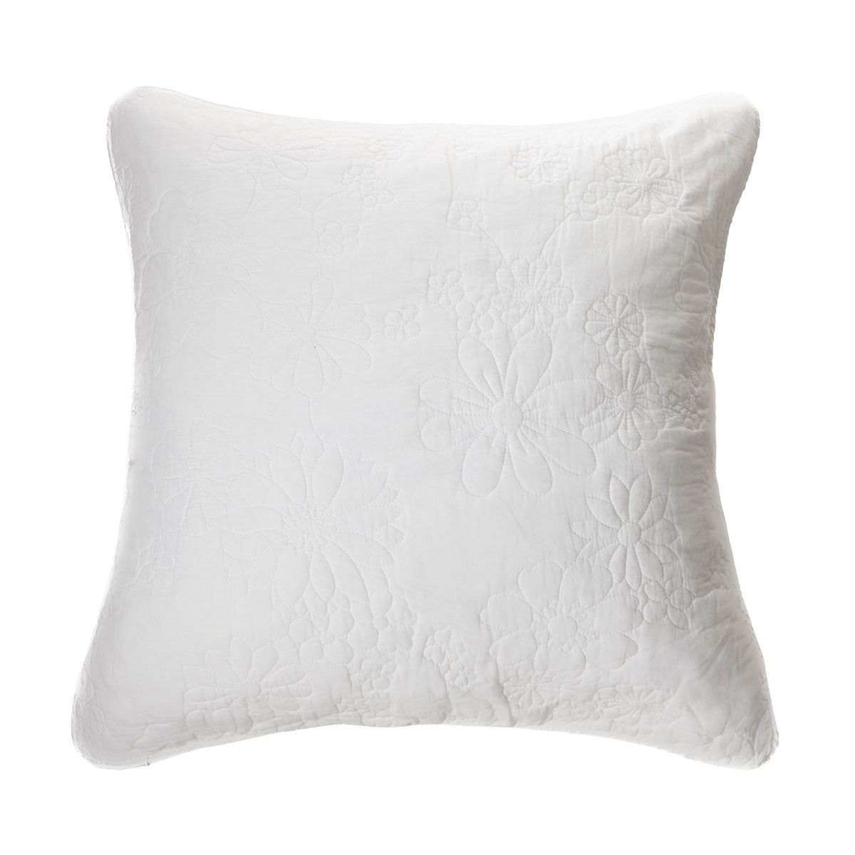 Flower white quilted european sham