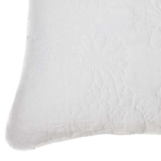 Flower white quilted european sham
