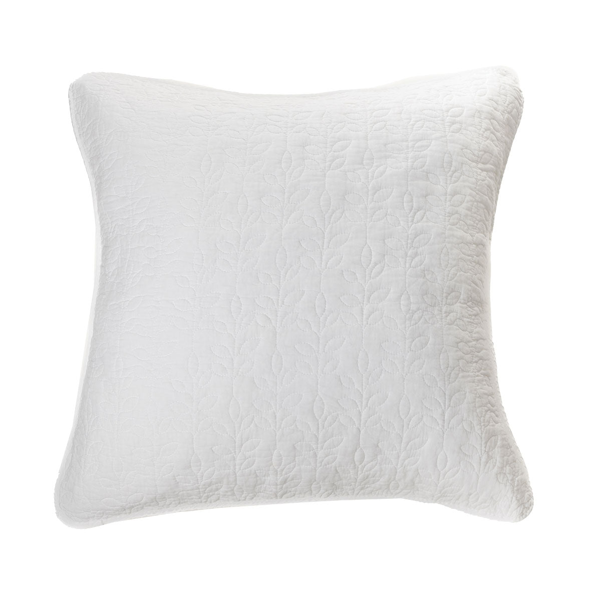 Foliage white quilted decorative pillow cover