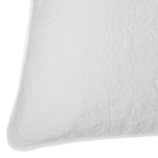 Foliage white quilted european sham