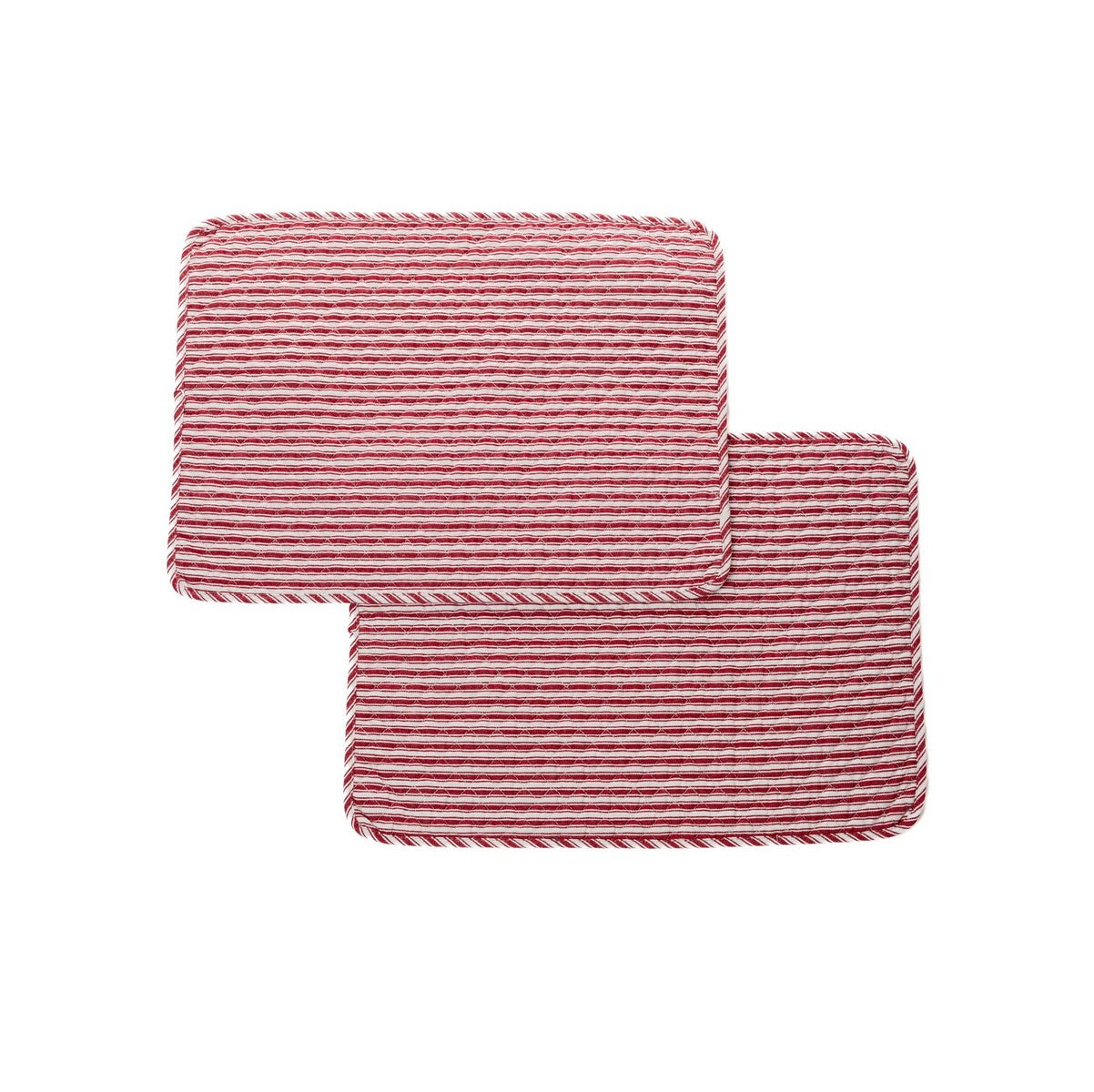 Ensemble de 4 napperons à rayures rouges et blanches Holly