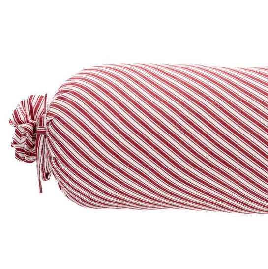 Holly red and white striped oblong decorative pillow