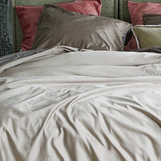 Housse de couette en velours gris Velouté