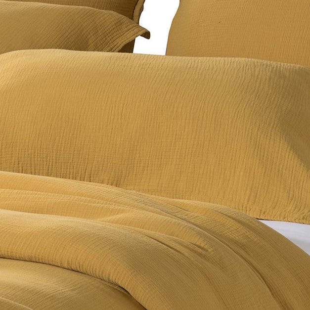 Housse de couette unie jaune Muslin